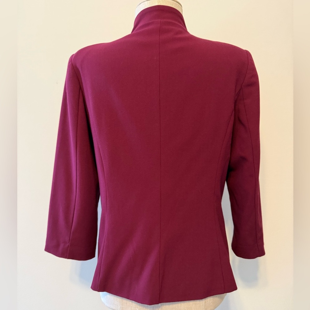 Kensie Marni Notch Collarless Blazer Burgundy Wine 3/4 Sleeve Jacket StitchFix M - Picture 3 of 5